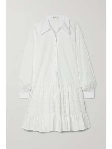 MOLLY GODDARD Clover shirred cotton-blend poplin shirt dress