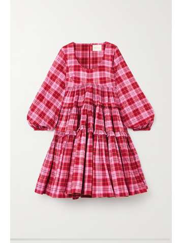 MOLLY GODDARD Kwame tiered ruffled tartan cotton-blend mini dress