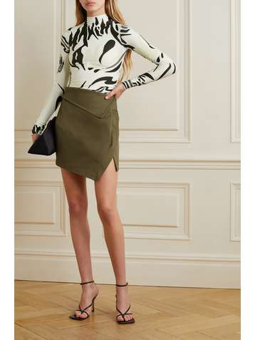 MAXIMILIAN Printed stretch-jersey turtleneck top