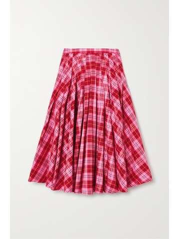 MOLLY GODDARD Henri pleated tartan cotton-blend midi skirt