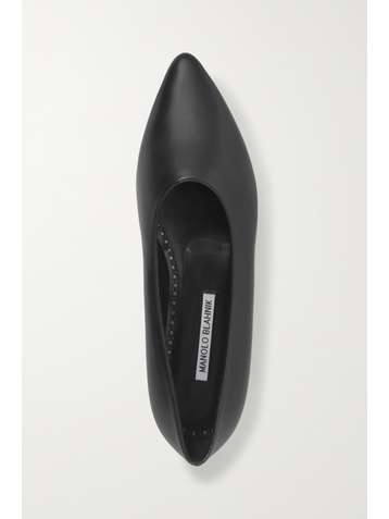 MANOLO BLAHNIK Muziopla leather point-toe flats