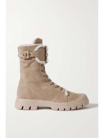 ROGER VIVIER Walky Viv' shearling-lined crystal-embellished suede ankle boots