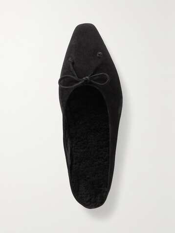 STAUD Gina Slippers aus Veloursleder mit Shearling-Futter