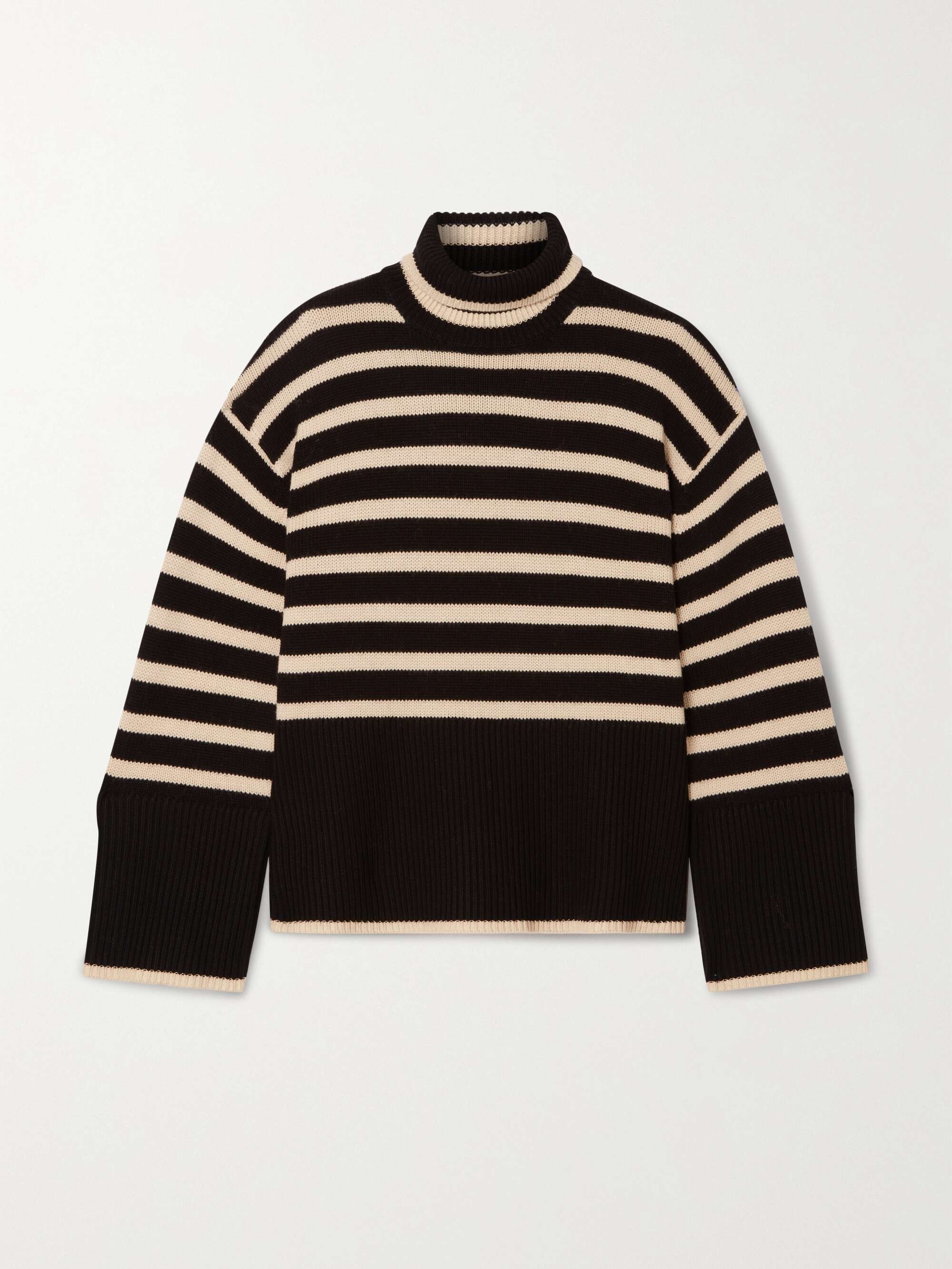 black and yellow striped turtleneck