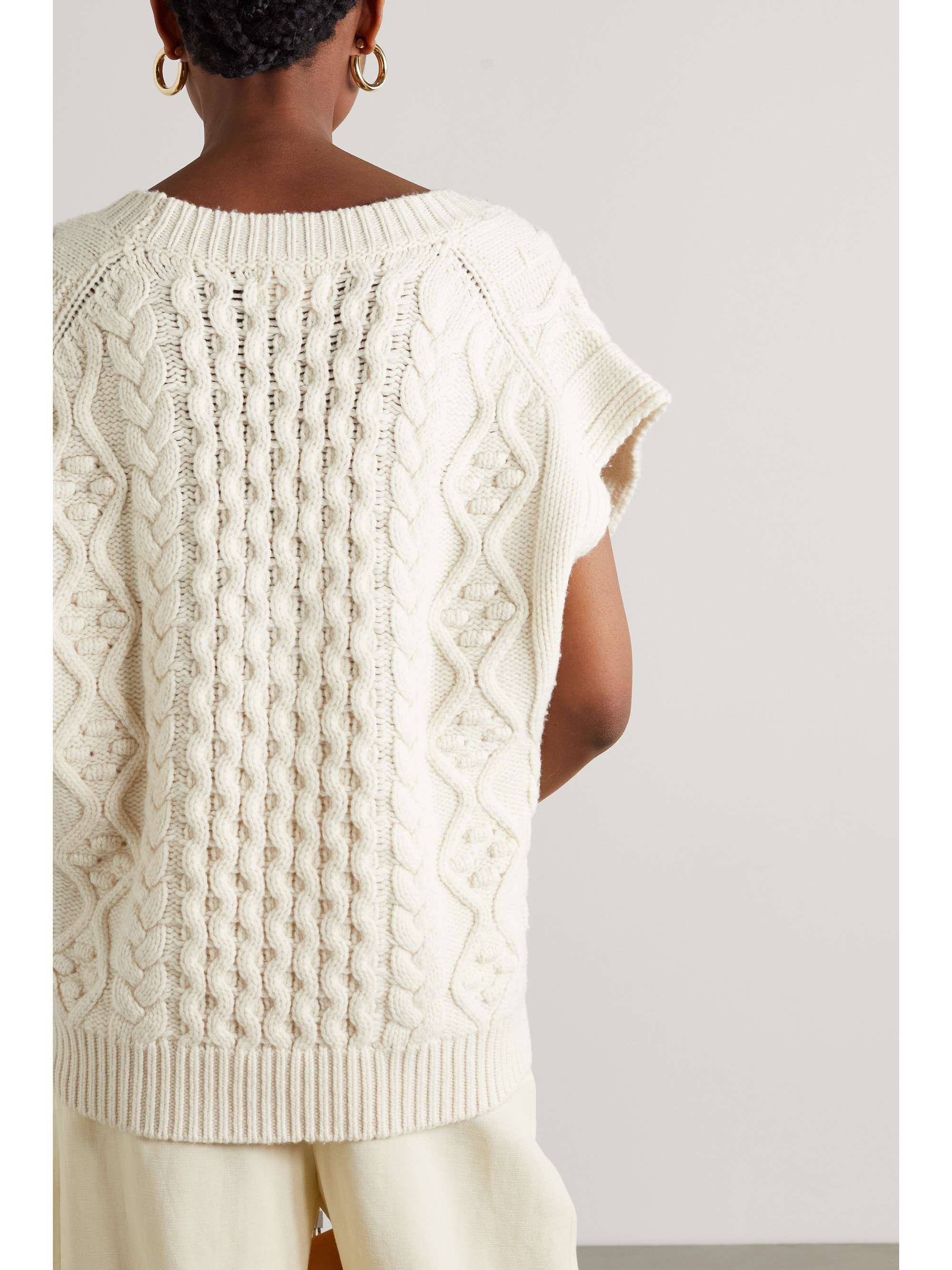 LOULOU DE SAISON بلوزة Toretta بدون أكمام بقصة فضفاضة من مزيج الكشمير والصوف بحبكة مجدولة