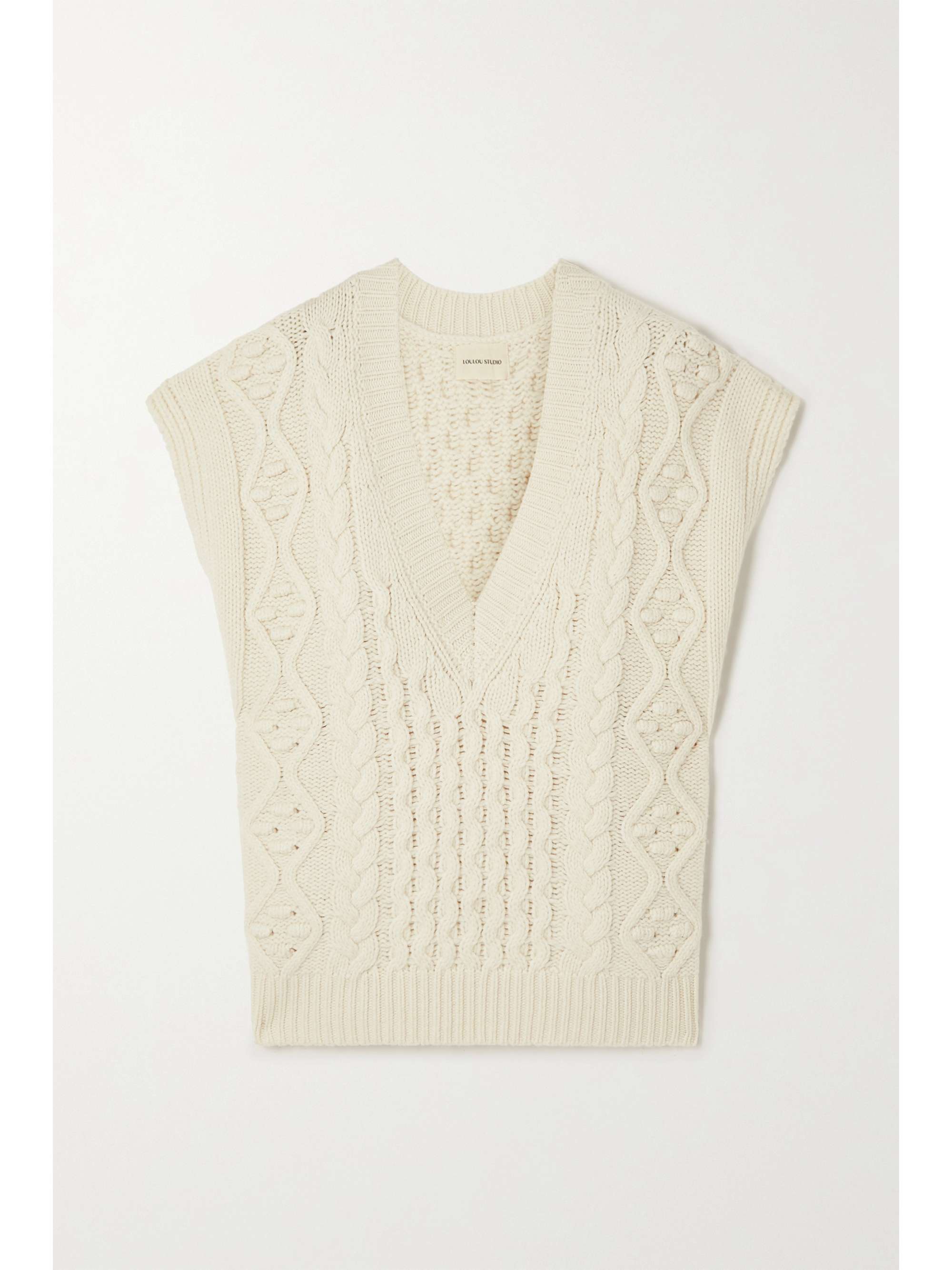 LOULOU DE SAISON بلوزة Toretta بدون أكمام بقصة فضفاضة من مزيج الكشمير والصوف بحبكة مجدولة