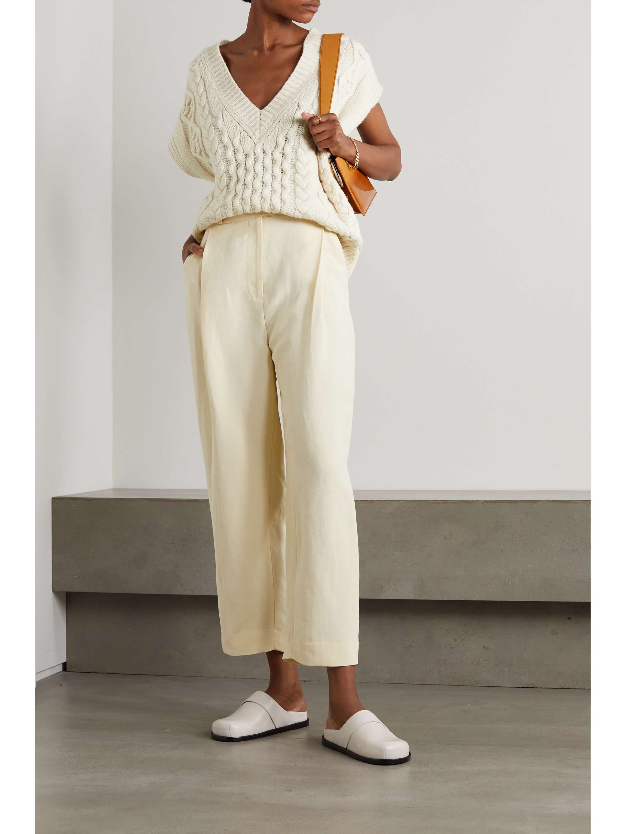 LOULOU DE SAISON بلوزة Toretta بدون أكمام بقصة فضفاضة من مزيج الكشمير والصوف بحبكة مجدولة