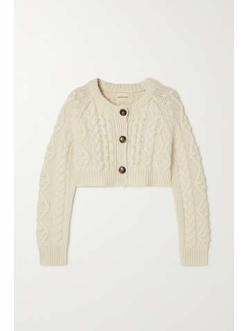 LOULOU STUDIO Abaco cropped cable-knit wool and cashmere-blend cardigan