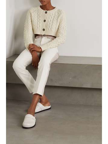 LOULOU STUDIO Abaco cropped cable-knit wool and cashmere-blend cardigan