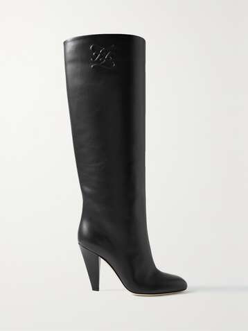 FENDI Bottes en cuir à logo Karligraphy