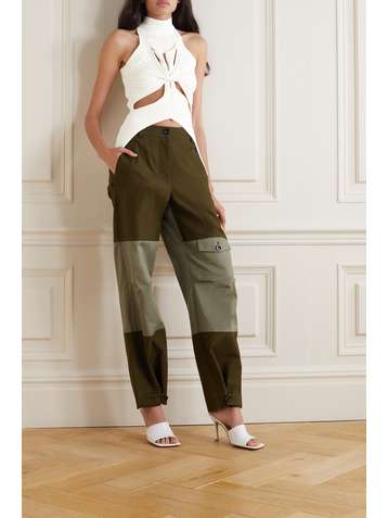 DION LEE Cutout twist-front ribbed cotton-blend tank