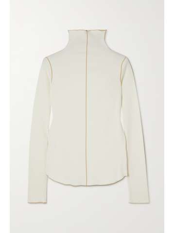 LVIR Topstitched ribbed-knit turtleneck top