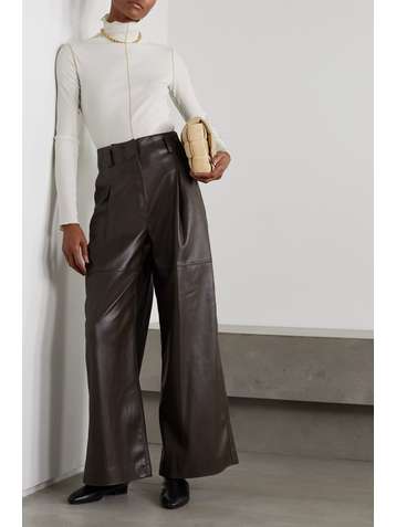 LVIR Topstitched ribbed-knit turtleneck top