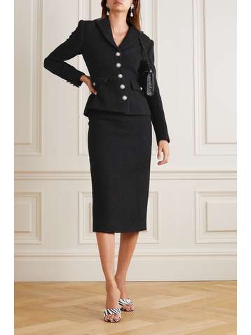 ALESSANDRA RICH Embellished wool-blend bouclé-tweed blazer