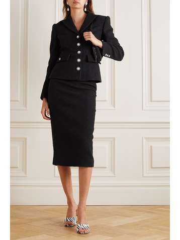 ALESSANDRA RICH Wool-blend bouclé-tweed midi skirt