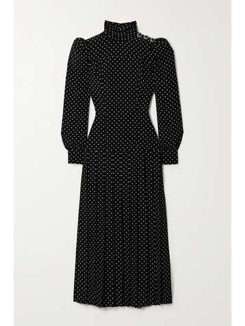 ALESSANDRA RICH Pleated polka-dot silk crepe de chine midi dress