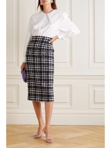 ALESSANDRA RICH Checked tweed midi skirt