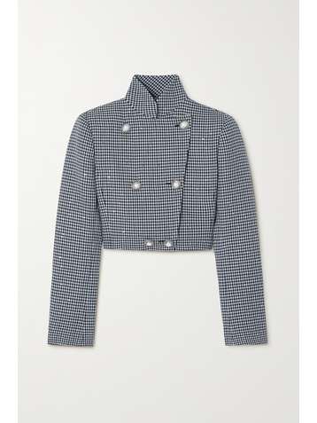 ALESSANDRA RICH Sequin-embellished double-breasted houndstooth wool-blend blazer