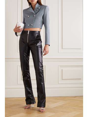 ALESSANDRA RICH Sequin-embellished double-breasted houndstooth wool-blend blazer