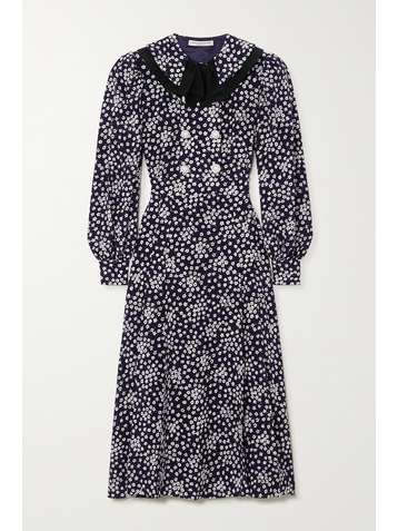 ALESSANDRA RICH Floral-print silk crepe de chine midi dress