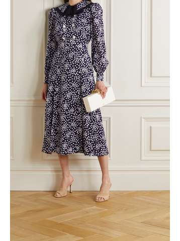 ALESSANDRA RICH Floral-print silk crepe de chine midi dress