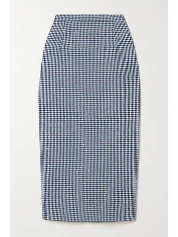 ALESSANDRA RICH Sequin-embellished houndstooth wool-blend midi skirt