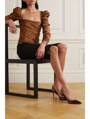 AQUAZZURA So Nude 85 Slingback-Pumps aus Leder mit Krokodileffekt