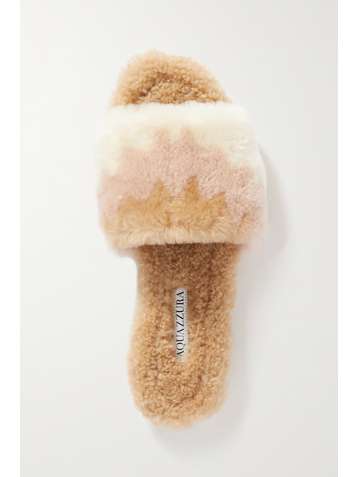 AQUAZZURA Nomade color-block shearling slides