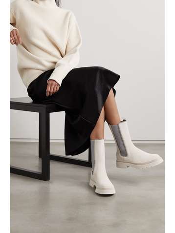 BRUNELLO CUCINELLI Bead-embellished cashmere and suede Chelsea boots