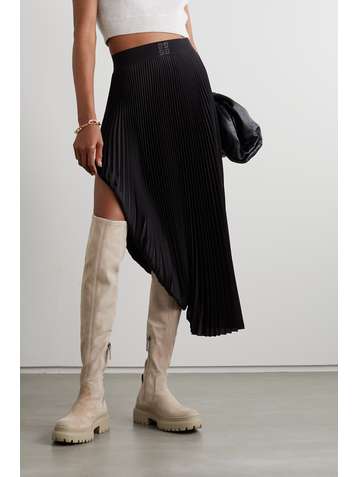 BRUNELLO CUCINELLI Bead-embellished suede over-the-knee boots