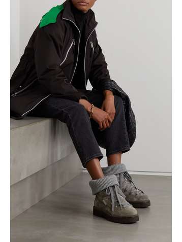 BRUNELLO CUCINELLI Suede and ribbed cashmere ankle boots