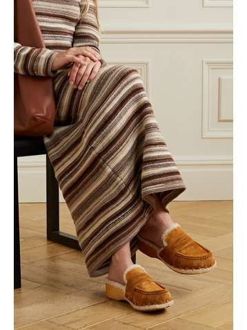CHLOÉ Joy shearling-lined suede clogs