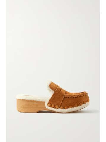 CHLOÉ Joy shearling-lined suede clogs