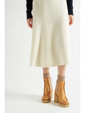 CHLOÉ Bottines chelsea plates-formes en mailles côtelées et en cuir Jamie