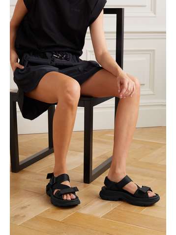 ALEXANDER MCQUEEN Sandales à semelles oversize en gros-grain et en cuir à boucles