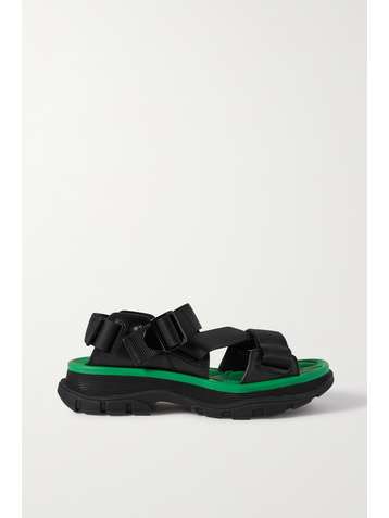 ALEXANDER MCQUEEN Sandales à semelles oversize en gros-grain et en cuir à boucles