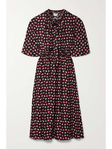 JASON WU Pussy-bow printed silk-blend jacquard midi dress