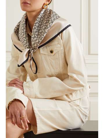 LESCARF Printed silk-twill scarf