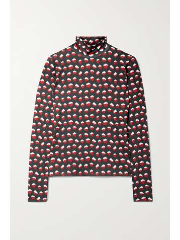 JASON WU Oberteil aus bedrucktem Stretch-Jersey mit Stehkragen