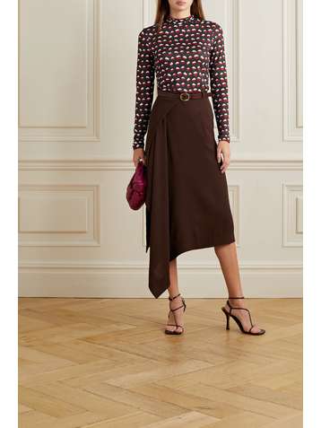 JASON WU Oberteil aus bedrucktem Stretch-Jersey mit Stehkragen