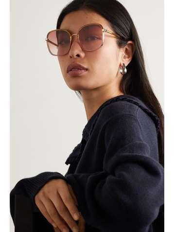 CHLOÉ Franky square-frame acetate and gold-tone sunglasses