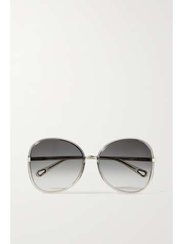 CHLOÉ Franky oversized round-frame acetate and gold-tone sunglasses
