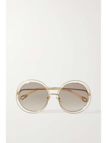 CHLOÉ Carlina oversized round-frame gold-tone sunglasses