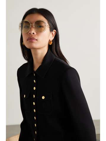 CHLOÉ Carlina oversized round-frame gold-tone sunglasses