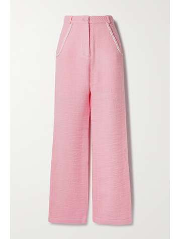 ROWEN ROSE Wool-tweed wide-leg pants