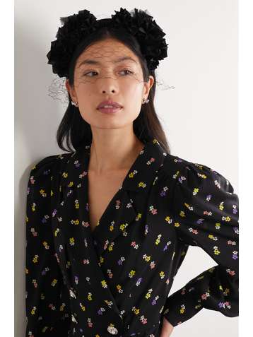 PRUDENCE MILLINERY Serre-tête en velours à finitions en satin de soie et en tulle