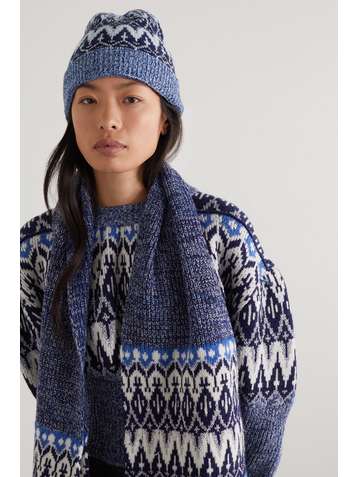 PACO RABANNE Bonnet en laine mélangée métallisée jacquard