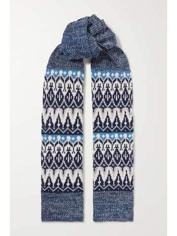 PACO RABANNE Metallic Fair Isle wool-blend scarf
