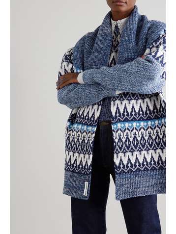 PACO RABANNE Metallic Fair Isle wool-blend scarf