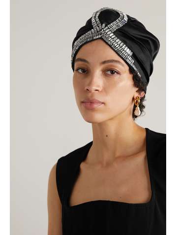 MARYJANE CLAVEROL Turban en satin stretch à cristaux Opera